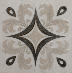 ceramic tile with abstract mosaic floral pattern