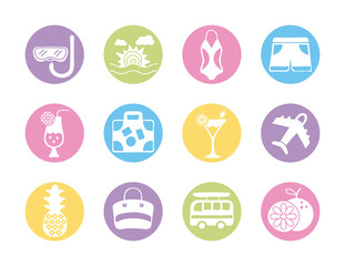 Fototapeta premium bundle of summer vacations set icons