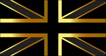British flag gold shine color, vector background - obrazy, fototapety, plakaty