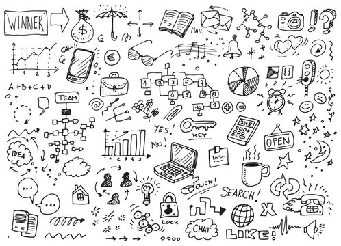 Various hand drawn business doodles