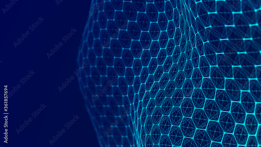 Poster futuristic hexagon background. technology polygonal concept. big data. 3d