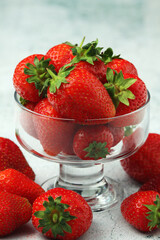 A bowl with ripe bright strawberry	