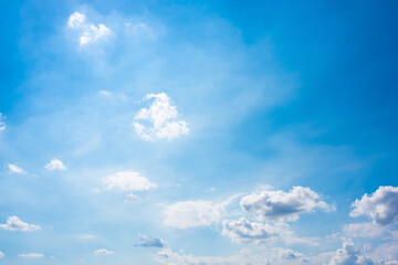 Naklejka na ściany i meble Blue summer sky with clouds as a background