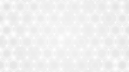 Abstract white background. Hexagon technology pattern. Honeycomb texture. Neutral white presentation template or wallpaper. Chemistry, science or medicine concept. Geometric stock vector illustration