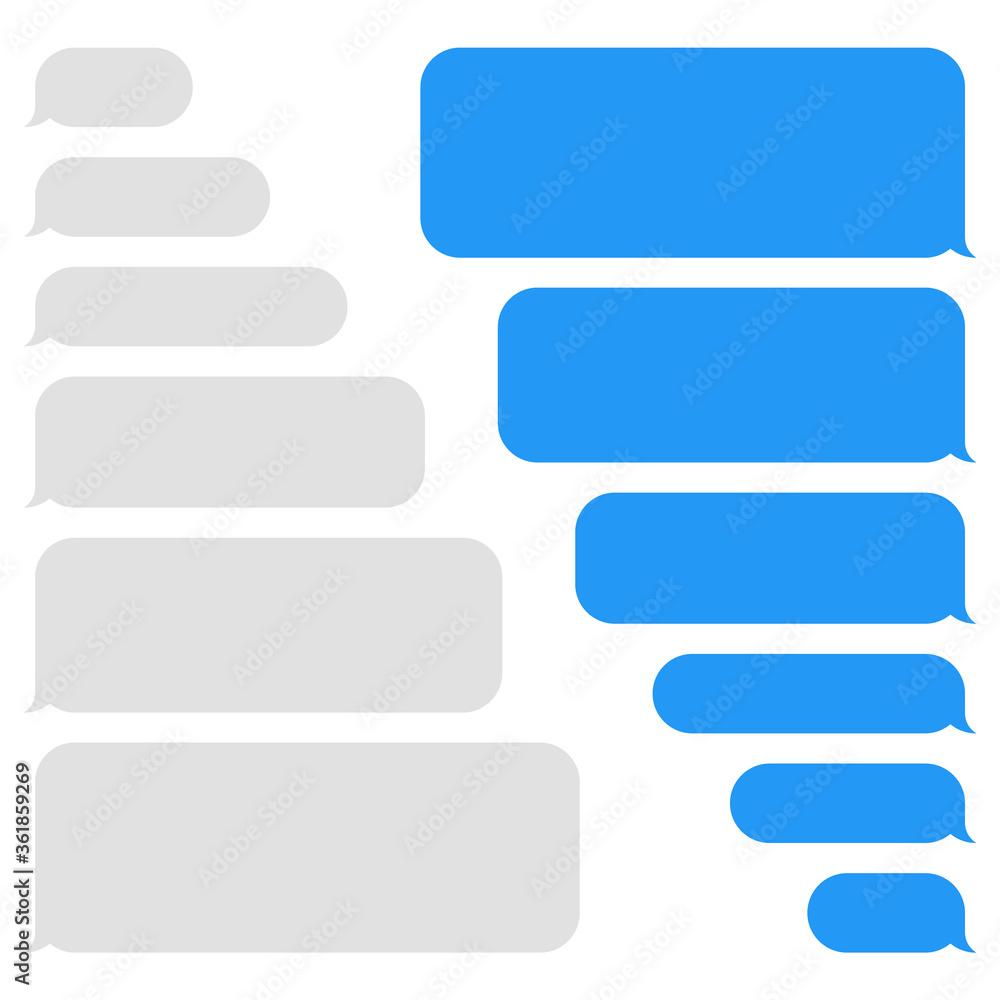 Wall mural blank vector message bubbles. chat or messenger speech bubble. sms text frame. short message sending