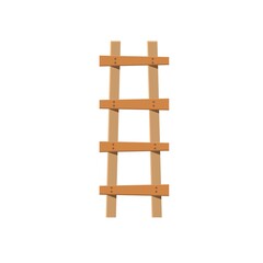 Old Crooked Wooden Ladder. Vector illustration isolated on white.