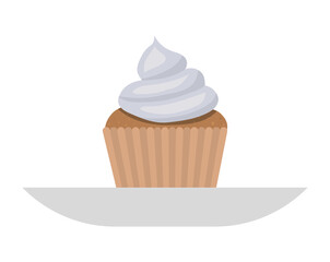 Cupcake on plate design, Muffin dessert sweet and food theme Vector illustration
