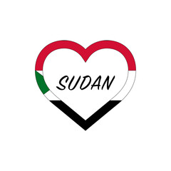 Sudan flag in heart. I love my country. sign. Stock vector illustration isolated on white background.