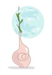 Abstract vase on the background of the moon.
Tender vector illustration.
