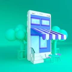 ilustración 3d con concepto de tienda digital 