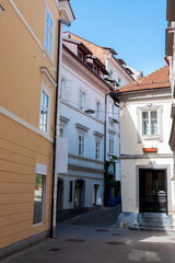 narrow street in the old town of Ljubljana Slovenia