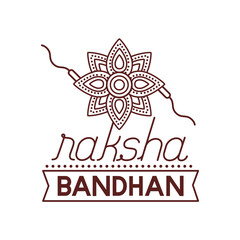 happy raksha bandhan celebration with flower decoration line style