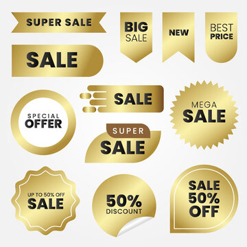 set of golden sale labels