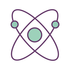 Atom line and fill style icon design, science chemistry and molecular theme Vector illustration