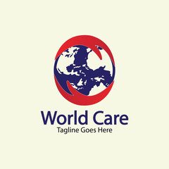 World Care Logo Template Design Vector, Emblem, Design Concept, Creative Symbol, Icon.