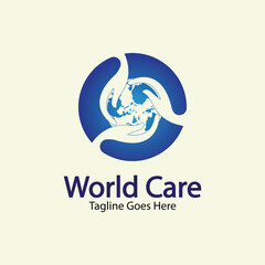 World Care Logo Template Design Vector, Emblem, Design Concept, Creative Symbol, Icon.