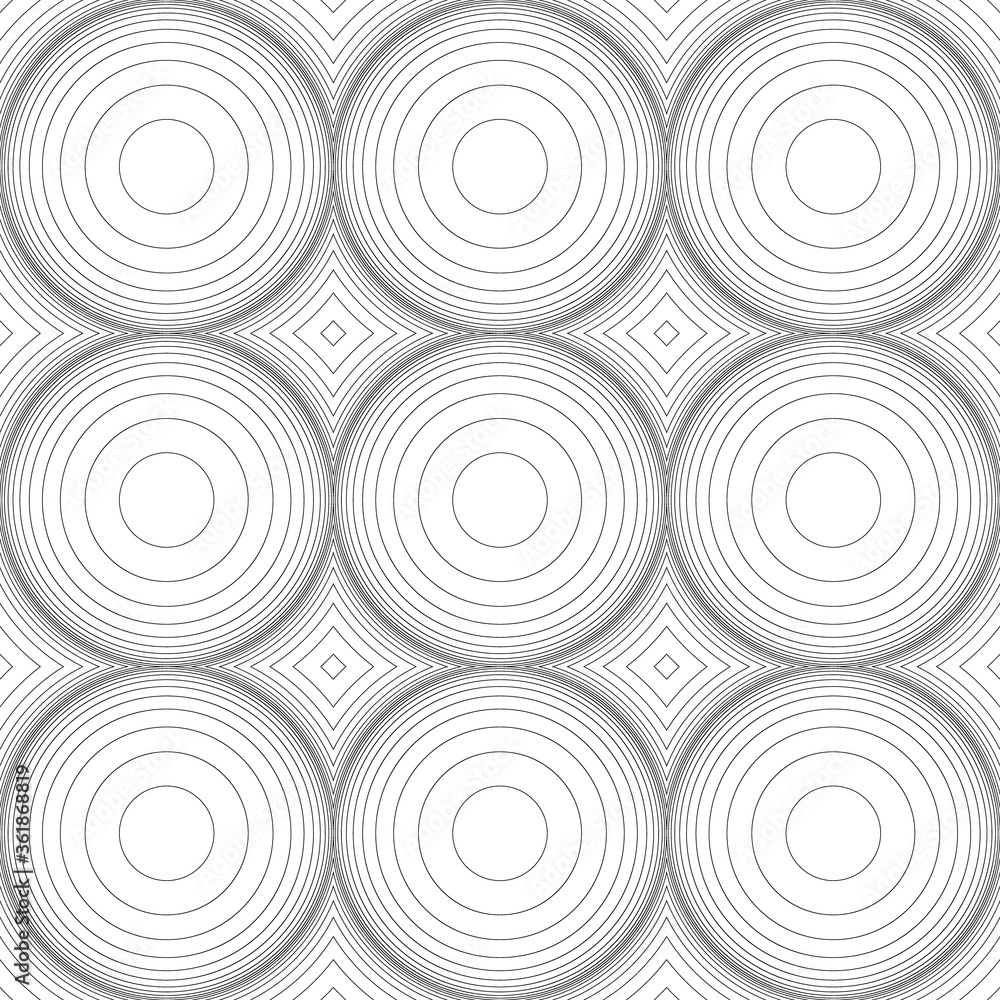 Poster abstract concentric circles seamless pattern. optical illusion of image volume.
