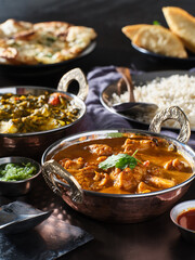 indian chicken tikka masala curry in balti dish - obrazy, fototapety, plakaty