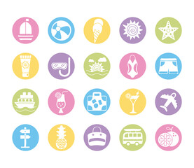bundle of summer vacations set icons