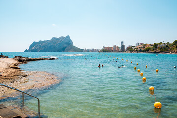 Bay of Les Bassetes with magnificent view of the Pe&ntilde;&oacute;n de Ifach in Calpe, Costa Blanca, Spain