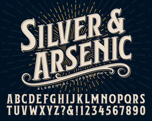 Fotobehang Silver and Arsenic Font is an Old Style Display Alphabet  This Vintage Lettering Style Would Work Well for Handcrafted Artisanal Logos or Branding Designs © Mysterylab