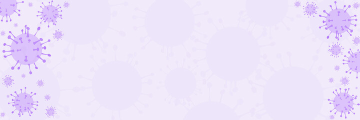 Virus banner heading, background, panorama, purple with virus shapes room for text and copy space