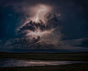Lightning, Thunder and Severe Weather Over Bodies of Water on the Greta Plains