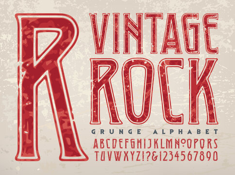 A Condensed Capitals and Numbers Alphabet in a Classic Rock 1970s Style of Lettering; This Font Also References Type Styles from the Art Deco Design Period