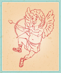 Cheerful cupid, Angel, vector