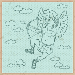 Cheerful cupid, Angel, vector