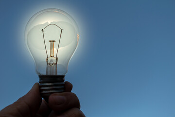 Light bulb in hand with idea concept