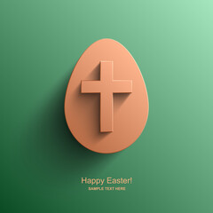 Obraz premium Easter card in the shape of an egg with the image of a Christian cross, Easter background