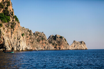 Fototapeta premium the coast of the Mediterranean sea taken from the water