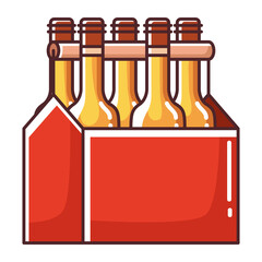Beer bottles box design, Pub alcohol bar brewery drink ale and lager theme Vector illustration