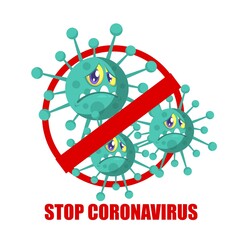 Stop Cute Virus 2019 MERS-nCoV (Middle East Respiratory Coronavirus Syndrome-Novel Coronavirus) with Disgusted Saliva. Design Concept for Protection against Viral Pandemic. Chinese Virus Outbreak