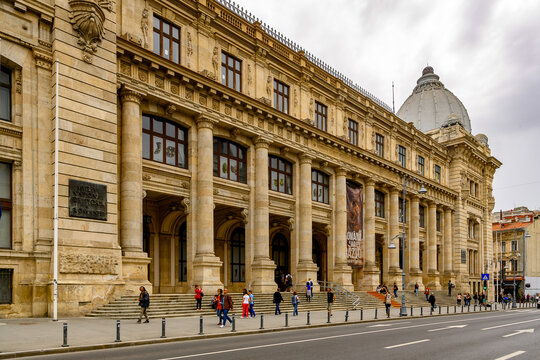 BUCHAREST, ROMANIA - MAY 29, 2017:  CEC Palace of Bucharest, the capital of Romania.