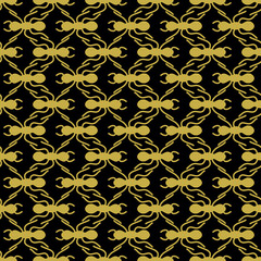 Big ant in a line seamless repeat pattern background