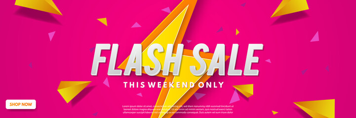 Flash sale banner template design. Abstract sale banner. Promotional banner design. Vector illustration