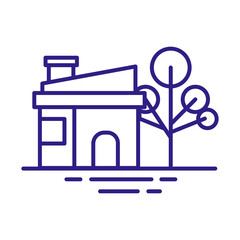 house front facade with tree line style icon
