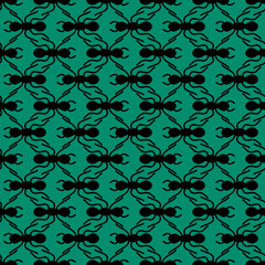 Big ant in a line seamless repeat pattern background