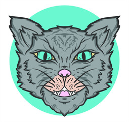 Sketch Cat Head Vector Illustration 