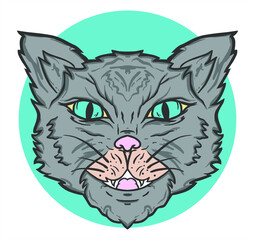 Sketch Cat Head Vector Illustration 
