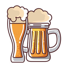 Beer glasses icon design, Pub alcohol bar brewery drink ale and lager theme Vector illustration