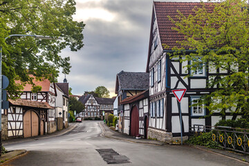 Fototapeta premium Old half-timbered house in a village in germany