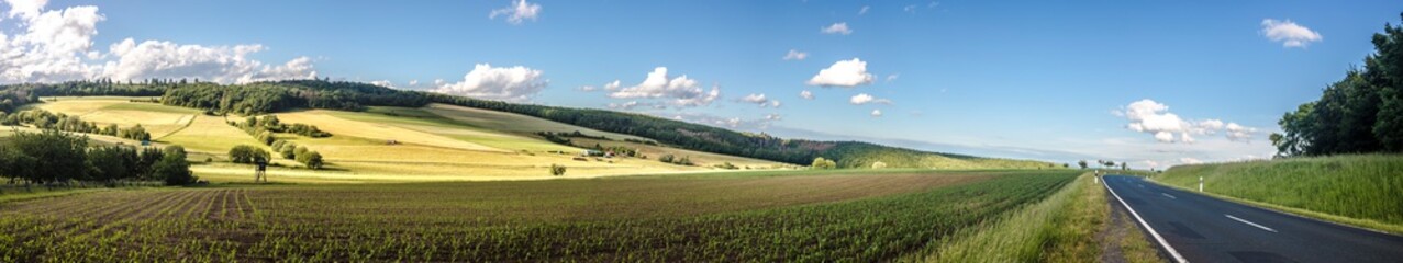 Fototapeta na wymiar Idyllic panorama from farmland
