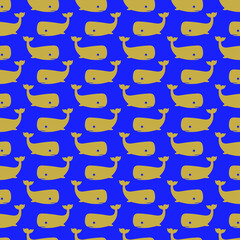 Simple whale pattern seamless repeat background