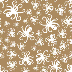 Fototapeta premium Random simple octopus pattern seamless repeat background