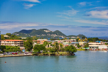 Fototapeta na wymiar Hills in St Lucia Near Port