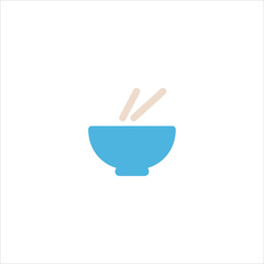 bowl and chopstick icon flat vector logo design trendy