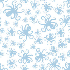 Fototapeta na wymiar Random simple octopus pattern seamless repeat background